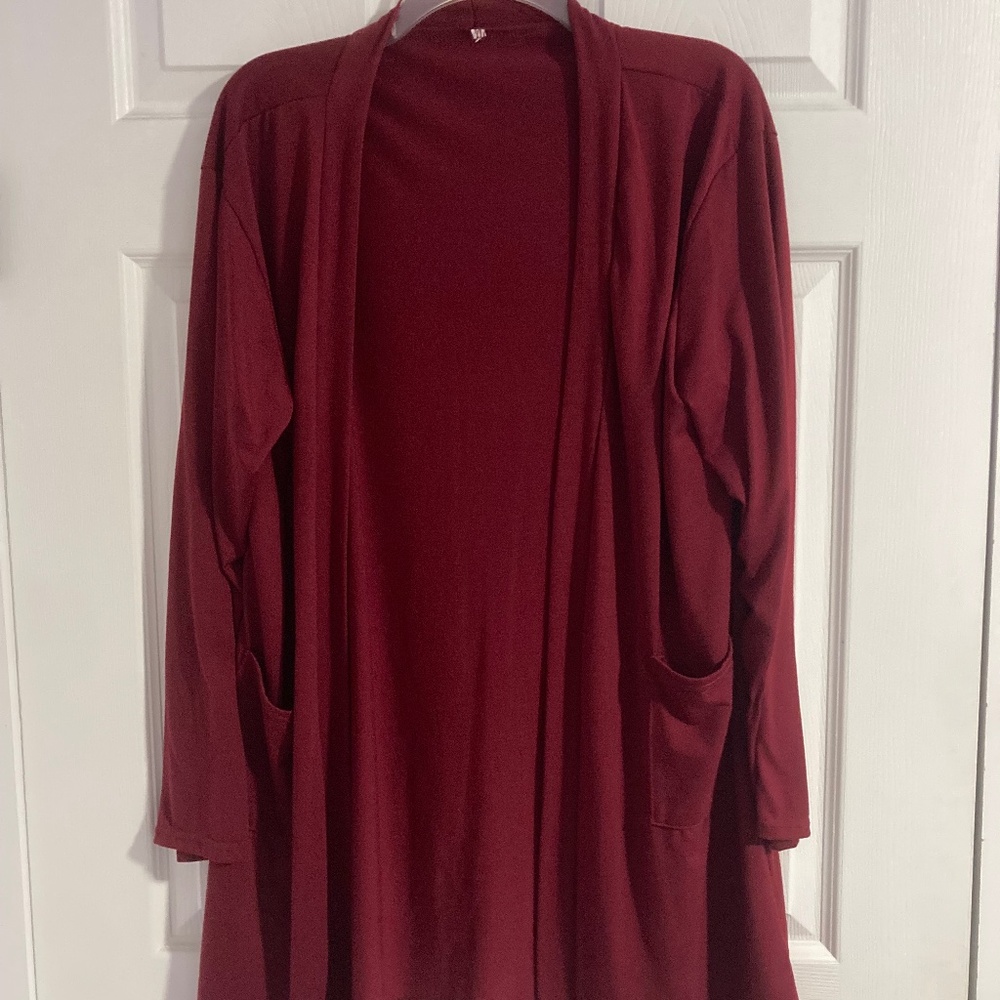 Deep red cardigan